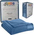Thermee Micro Flannel King-Size All Seasons Lightweight Sheet Blanket, Machine Wash & Dry, No Pilling, 108Lx90W, Country Blue