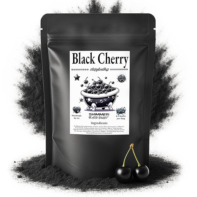 Black Cherry Shimmer Bath Bomb in A Bag - Handmade Scented Bath Bombs for Women,Kids and Men - Bulk Bathbomb Fizzies Perfect for Boys and Girls All Ages (Large, Black)