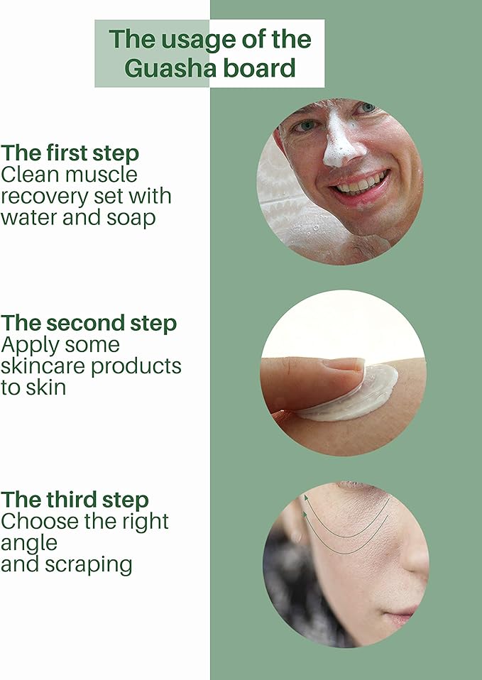 MoHern Gua Sha Massage Tools, 4 Pcs Gua Sha Tools of Multi-Shapes, Guasha Scraping Massage Tools for Face and Body (Dark Green)