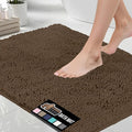 GORILLA GRIP Bath Rug Mat, Thick Soft Absorbent Chenille, Quick Dry Microfiber Mats, Rubber Backing Washable Shower Floor Rugs, Bathmat Runner, US Designed Bathroom Home Decor Accessories 24x17, Brown