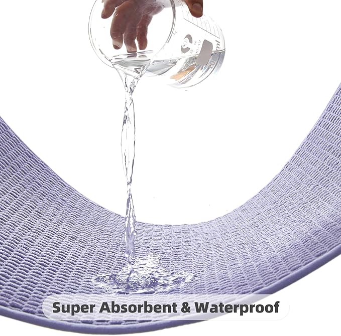 Bathroom Rugs Non Slip Washable, Super Absorbent Thin Bath Mat Quick Dry Low Pile Bathroom Rug, Lavender 20"x48"