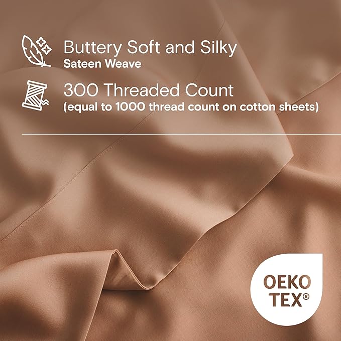 DOZ Duvet Cover Set, 100% Viscose derived from Bamboo, Organically Grown, Buttery Soft, Cooling Duvet Covers, High GSM, 1 Duvet Cover and 1 Pillowcase, 70"x90" (Clay, Twin/Twin XL)