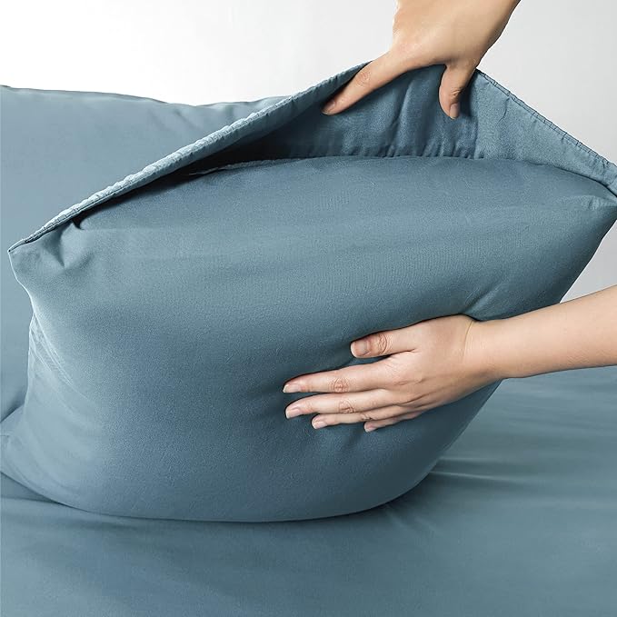 Bedsure California King Sheet Sets - 4 Pieces Soft Cal King Sheets - Breathable & Cooling - Hotel Luxury - Easy Care Polyester Microfiber Bedding for Women, Men, Mineral Blue