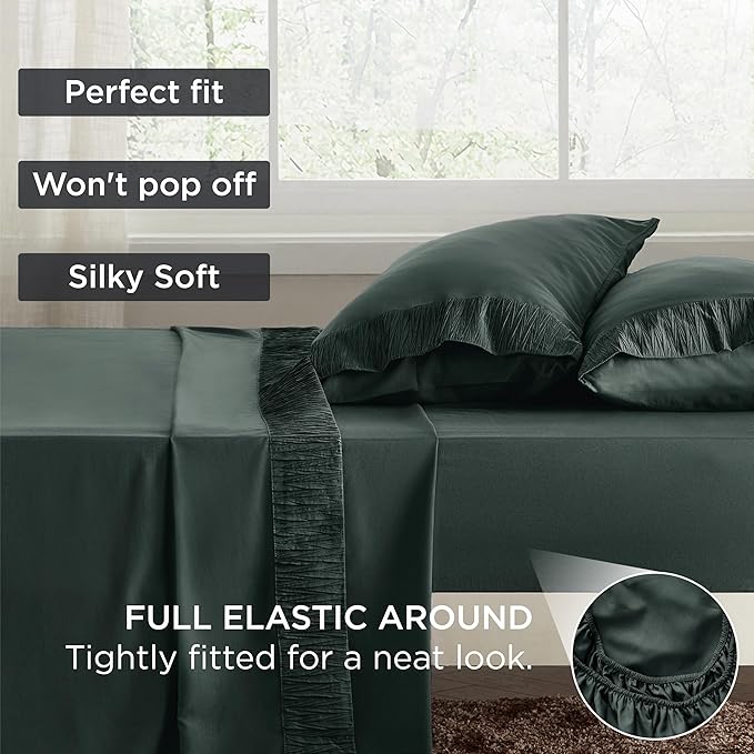 Bedsure Twin Sheets Set - 3 Pieces Soft Twin Bed Sheets - Breathable & Cooling - Hotel Luxury - Easy Care Polyester Microfiber Bedding for Women, Men, Forest Green