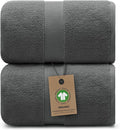 100% Organic Luxury Bath Sheets - GOTS Certified - Extra Large 35x70 Inches (Pack of 2) Zero-Twist, Long-Staple Cotton Bath Sheet Set (Granite Grey)