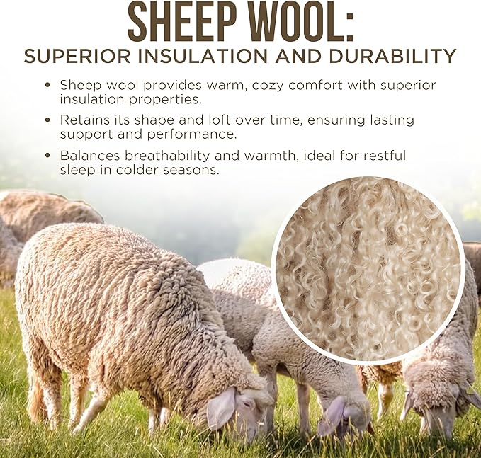 Desert Breeze Distributing Pure and Natural Australian Alpaca & Sheep Wool Comforter – Warm, Soft, Thick, Breathable Duvet Insert with Bamboo Viscose and Cotton Cover, Queen Size, 90x94 inches