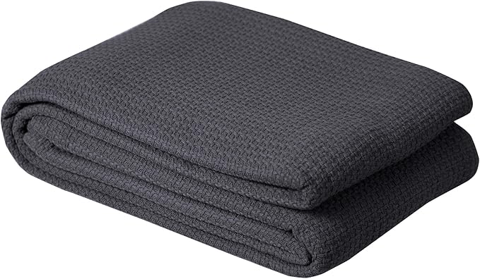 DOLLCENT 100% Cotton California King Size Blanket For Bed, Premium Combed Lightweight Blankets, Washed Breathable Cozy Bed Throw Blanket, Grey Cal King Cotton Blankets For All Season: Grey (102"x108")