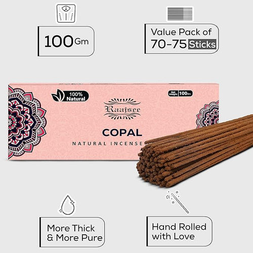 100% Natural Copal Incense Sticks 100 gm Pack, Charcoal Free –– Organic Non Toxic Insence Sticks, Made with Flowers - Meditation Gifts for Spiritual Cleansing