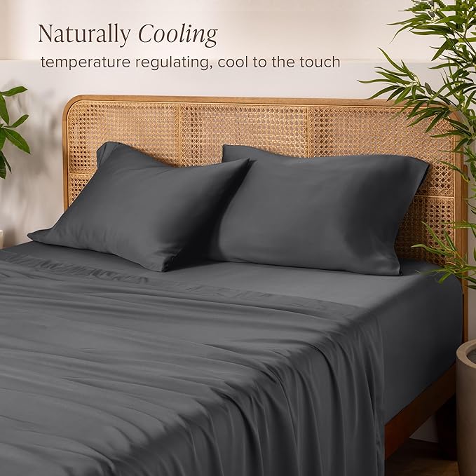 Bare Home 100% Rayon derived from Bamboo Luxury Twin XL Sheet Set - 3 Piece Bedding Set - Deep Pockets - Cooling Sheets - Breathable - Easy Fit - Soft Bedding Sheets & Pillowcases (Twin XL, Grey)