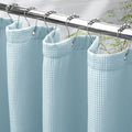 AmazerBath Fog Blue Shower Curtain Waffle Textured, Fabric Shower Curtain Misty Blue Thick Heavy Duty 240GSM Hotel Quality Bathroom Shower Curtains, Premium Polyester, 72 x 72 Inches