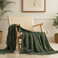 EVERGRACE Soft Chenille Throw Blanket for Couch, Cozy Plush Fuzzy Decorative Chenille Knit Throw Blanket with Tassels, Lightweight Blanket and Throws for Bed Sofa Gift Home Decor, Olive Green 50"x60"