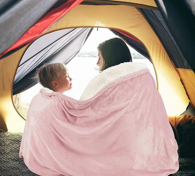 Utopia Bedding Sherpa Blanket King Size (Pink, 90x102 Inches) - Soft Lightweight Plush Fleece Reversible Blanket for Bed, Sofa, Couch, Camping and Travel
