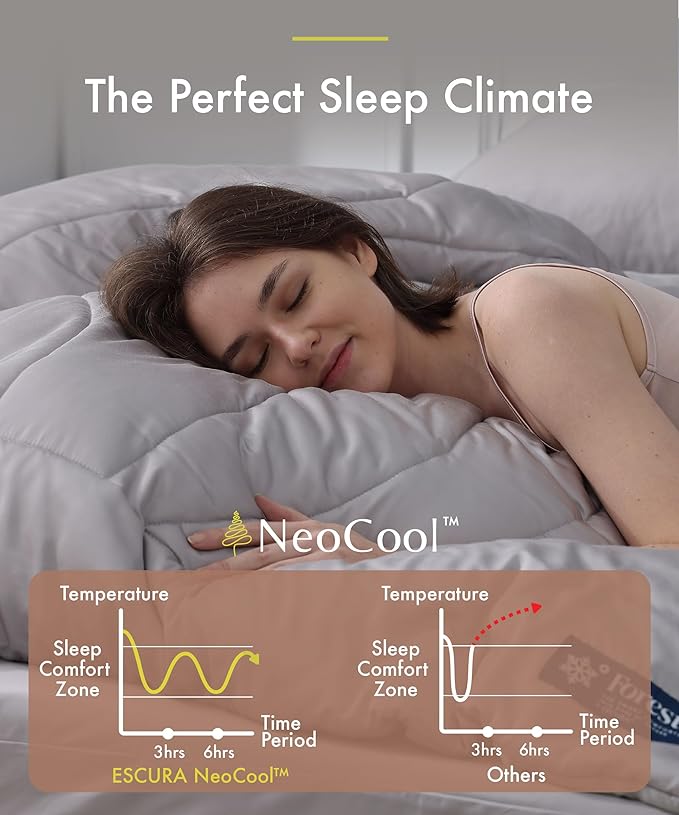 ESCURA Tw® Climate Control Comforter, Twin/Twin XL, German Patented PCM Down Alternative All-Season Design for Hot Sleepers & Night Sweats, Bamboo Lightweight Breathable Hypoallergenic Blanket
