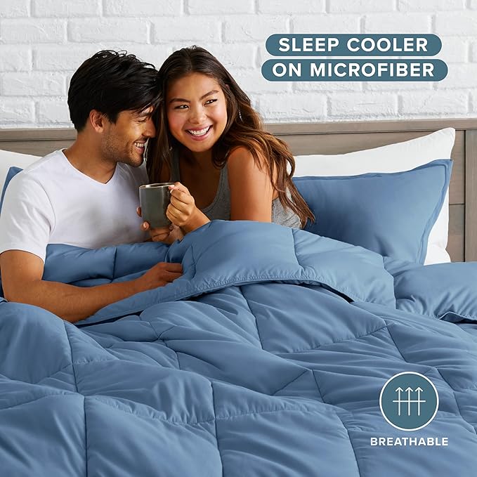Bare Home Comforter Set - Oversized King Size - Ultra-Soft - Goose Down Alternative - Premium 1800 Series - All Season Warmth (Oversized King, Coronet Blue)