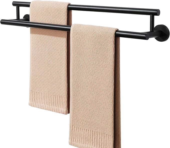 Alise Double Bath Towel Bars Towel Racks for Bathroom Lavatory,Wall Mount Towel Holder SUS304 Stainless Steel Towel Hanger Rail 20 Inch,GYT6902-500-B Matte Black
