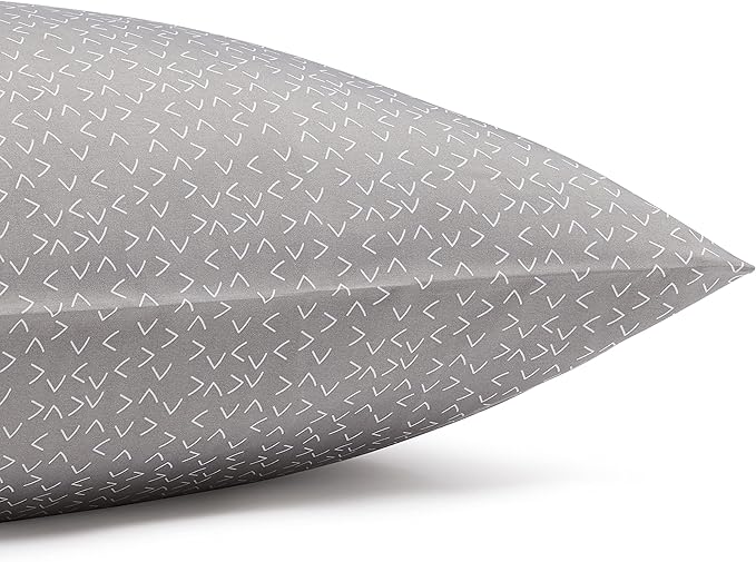 Amazon Basics Lightweight Super Soft, Comfortable Easy Care Microfiber 4 Piece Bed Sheet Set With 14-Inch Deep Pockets, Full, Gray Arrows, Geometric