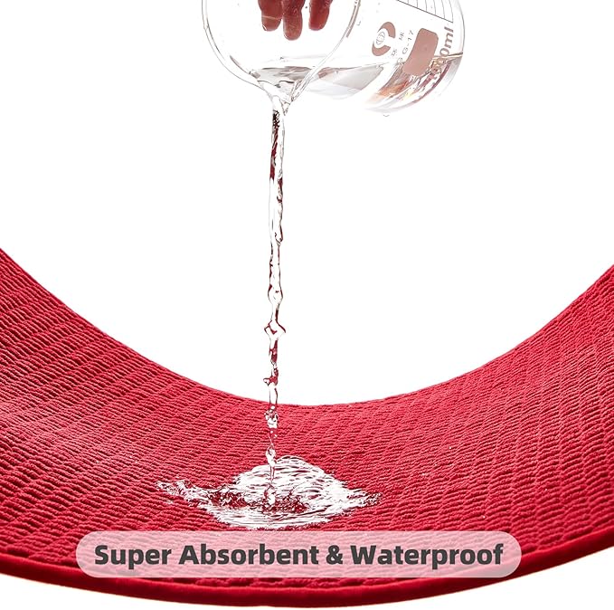 Christmas Bathroom Rugs Non Slip Washable, Super Absorbent Thin Bath Mat Quick Dry Low Pile Bathroom Rug, Red 20"x48"