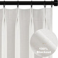 Topfinel 92 Inch Long Black Out Custom Drapery Panels, Double Pinch Pleated Window Coverings, Kids Summber Boho Farmhouse Heat Blocking Sound Block Back Tab Curtains for Patio Sunroom Bay Window