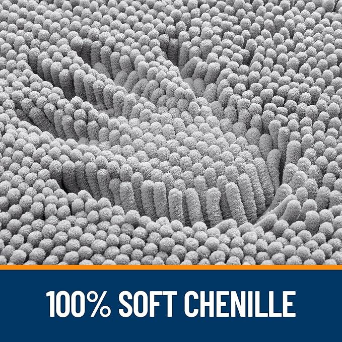 OLANLY Bathroom Rugs 59x35, Extra Soft Absorbent Chenille Bath Rugs, Rubber Backing Quick Dry, Machine Washable Bath Mats for Bathroom Floor, Tub and Shower, Home Decor Accessories, Grey