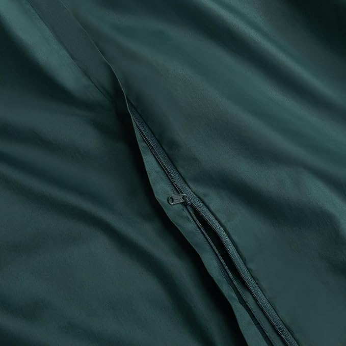 MooMee Duvet Cover Set 100% Extra Long Staple Cotton 600 Thread Count Silky Sateen Smooth Luxury Soft Breathable Durable Hotel Quality Bedding, 3 Pieces (Forest Green, Full 80"x90")