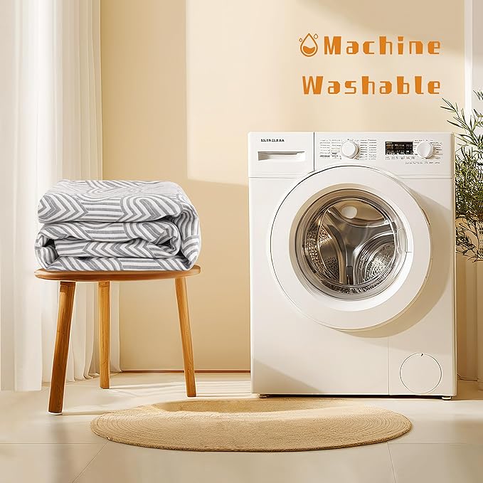 NTBAY 3 Layers Cotton Muslin 68x92 Twin Bed Blanket, Super Soft Breathable Thermal Yarn Dyed Quilt for Adults, Perfect Lightweight Blanket for Couch Sofa Bed All Seasons, Grey Heart