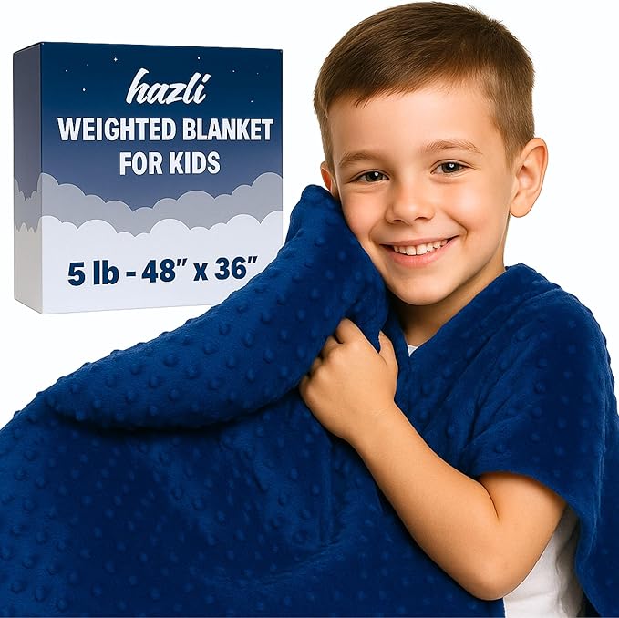 hazli Super-Soft Kids Weighted Blanket 5 Pounds - Weighted Blanket for Kids - Easy to Clean, Washable Minky Cover - 36x48 Inches 5lbs Child - Small Heavy Blanket for Girls and Boys