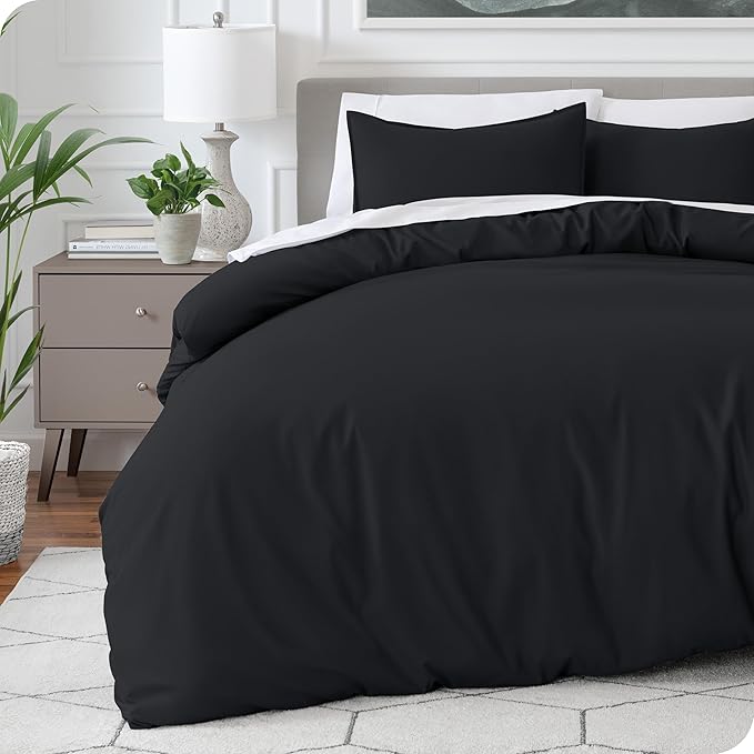 Bare Home Bedding Duvet Cover Oversized King Size - Premium 1800 Super Soft Collection - Lightweight, Cooling Duvet Cover - Soft Breathable Bedding (Oversized King, Black)