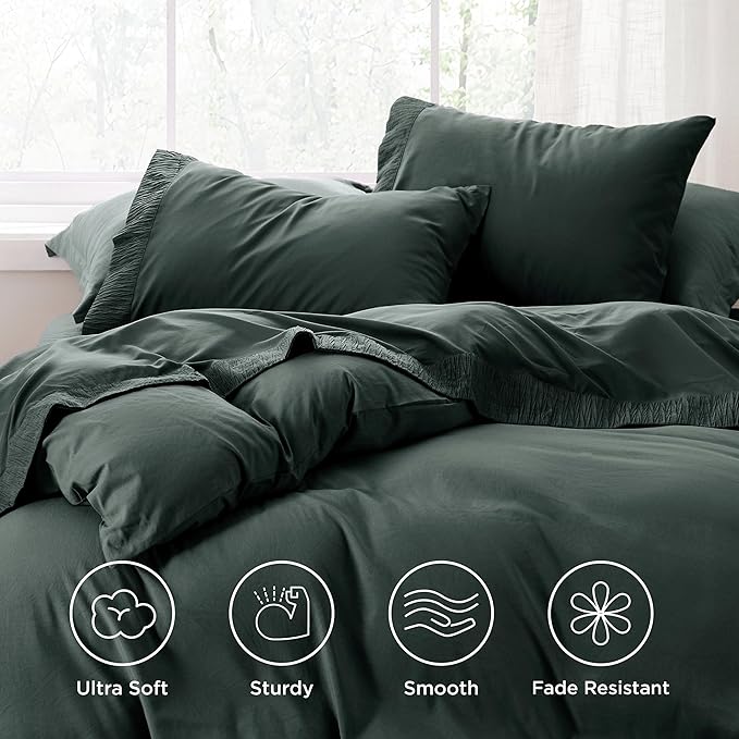 Bedsure King Size Sheets Set - 4 Pieces Soft King Sheets - Breathable & Cooling - Hotel Luxury - Easy Care Polyester Microfiber Bedding for Women, Men, Forest Green