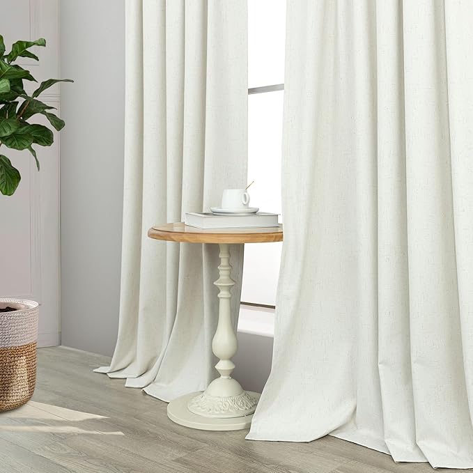 102 Inch Blackout Curtains 2 Panel Set Length Modern Decorative Dark Out Curtain for Bedroom Heat Cold Blocking Window Thermal Insulating Ceiling Drape for Living Room 102 Inches Long Ivory Off White