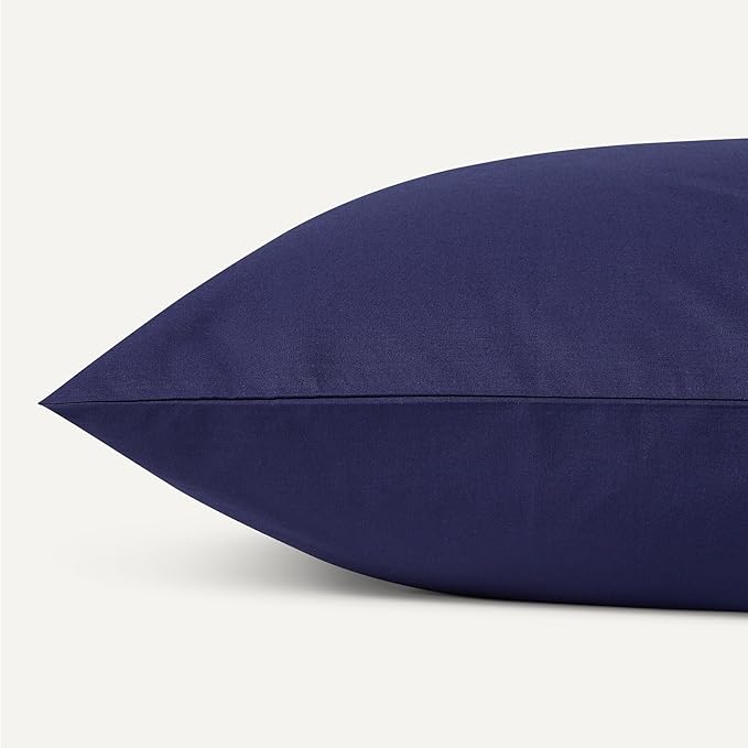 Amazon Basics Soft Organic Cotton Sheet Set with 2-Pieces Pillowcase, Navy Blue, King