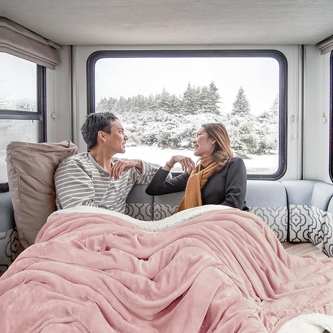 Utopia Bedding Sherpa Blanket California King Size (Pink, 102x96 Inches) - Soft Lightweight Plush Fleece Reversible Blanket for Bed, Sofa, Couch, Camping and Travel