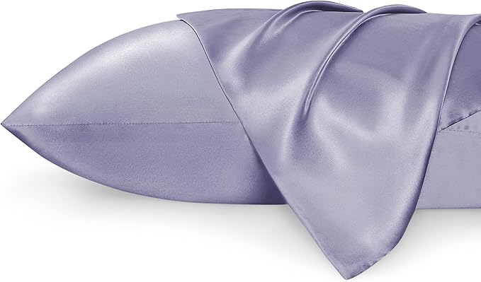 Bedsure Satin Pillowcase 2 Pack Similar to Silk Pillow Cases Standard Size, Pillow Case for Sleeping Women with Envelope Closure, Gifts for Women Men, Icelandic Blue, 20x26 Inches, 2pcs