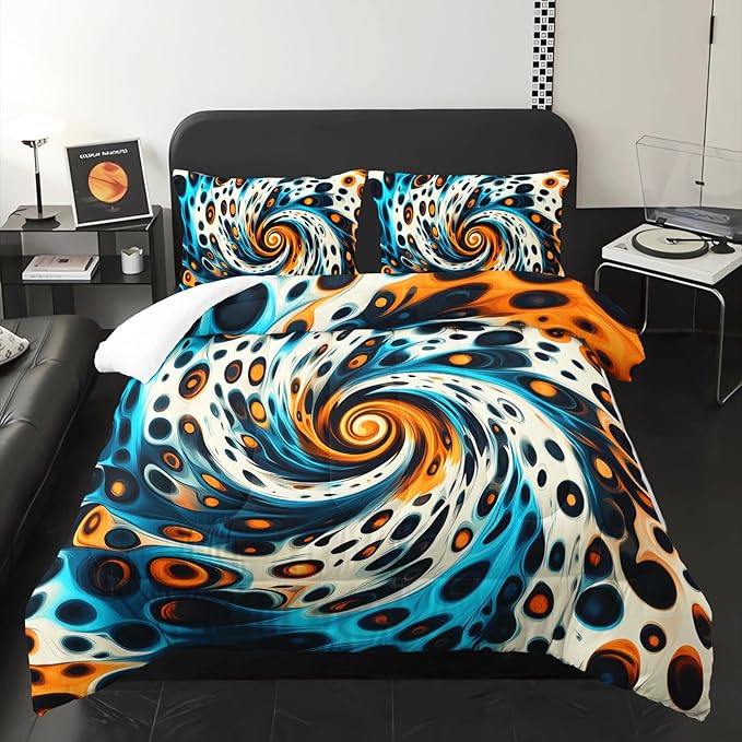 Leopard Print Geome Comforter Set Full Size，Leopard Print Bedding Set Full