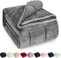 Wemore Sherpa Fleece Weighted Blanket for Adult, 12 lbs Dual Sided Cozy Fluffy Heavy Blanket, Ultra Fuzzy Throw Blanket with Soft Plush Flannel Top, 48 x 72 inches, Grey on Both Sides