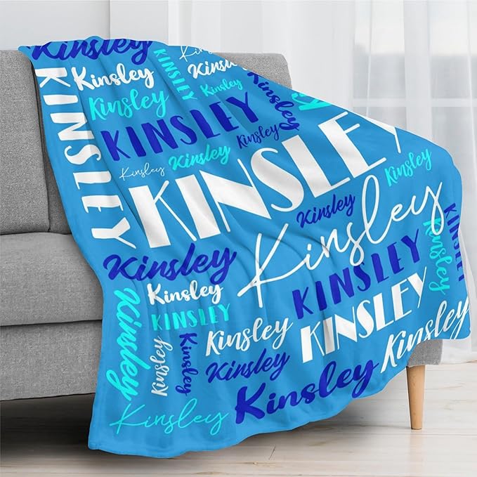 Name Blanket Personalized Blanket for Adult Kids Flannel Customize Throw Blanket Custom (Color 25, 60 x 80 Inches)