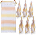 Native Fab Turkish Stripe Beach Towels - Set of 6 - Extra Large 40x71 Inch - 100% Cotton Quick Dry Lightweight Thin Sand Free - Hammam Towel for Adults, Bath, Spa, Pool, Camp - Yellow