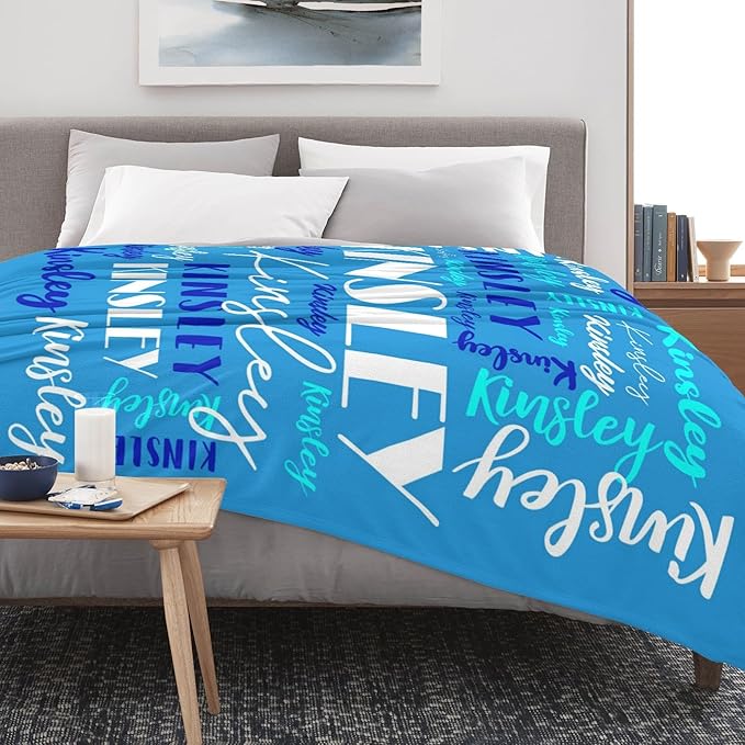 Name Blanket Personalized Blanket for Adult Kids Flannel Customize Throw Blanket Custom (Color 25, 50 x 60 Inches)
