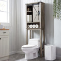 RedLemon Farmhouse Over The Toilet Storage Cabinet, 68" Tall with Sliding Barn Doors & Adjustable Shelves, Rustic Above Toilet Storage Cabinet, Light Rustic Oak