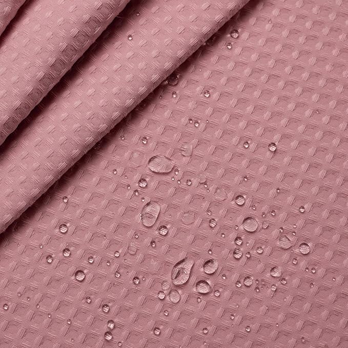 Barossa Design Waffle Weave Shower Curtain Hotel Luxury Spa, 230 GSM Heavy Duty Fabric, Water Repellent, Pale Mauve, 71"x72"