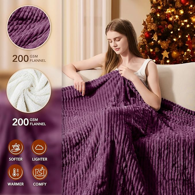 Homemate Electric Heated Blanket Full Size - 72"x84" Heating Blanket Full Size 1/2/4/6/8 Hours Auto-Off 10 Heat Level Over-Heat Protection Soft Flannel Sherpa ETL Certification