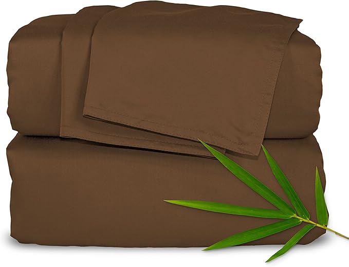 King Sheets by Pure Bamboo, Genuine 100% Organic Viscose Derived from Bamboo Bed Sheet Set, Luxuriously Soft & Cooling, Double Stitching, Lifetime Quality Promise (King, Coconut Husk)