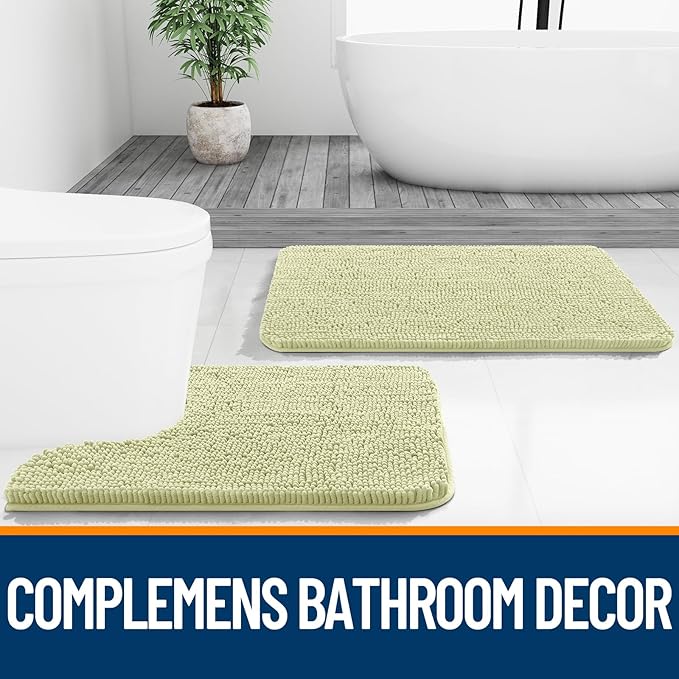 OLANLY Bathroom Rugs 44x24, Extra Soft Absorbent Chenille Bath Rugs, Rubber Backing Quick Dry, Machine Washable Bath Mats for Bathroom Floor, Tub and Shower, Home Decor Accessories, Vanilla