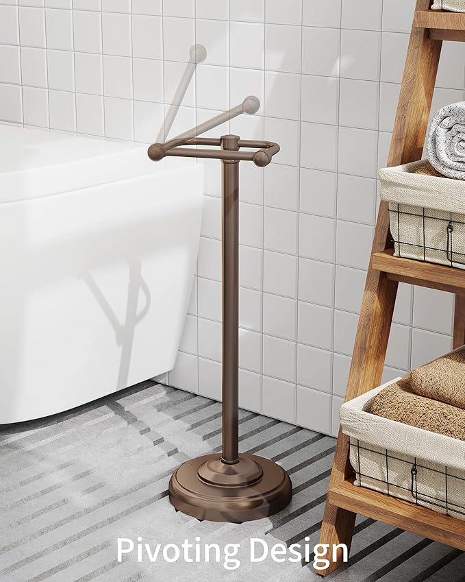 Toilet Paper Holder Stand, Bronze Toilet Paper Holder Free Standing, Post Pivoting Design & Stable Weighted Base SUS304 Stainless Steel for Bathroom (Mega Roll)