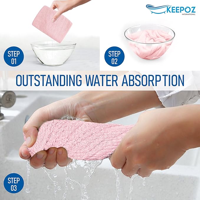 KEEPOZ Hair Towel Wrap Quick Dry 100% Cotton Super Absorbent Turban Head Wrap for Women with Button, Non Microfiber Anti Frizz Products, Hair Cap for Curly, Long (Lilac Pink Check, 2 Pcs)