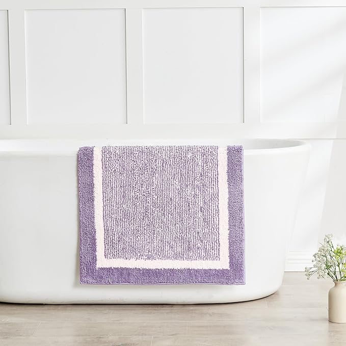 CozeCube Bath mats for Bathroom Non Slip, Fluffy Absorbent Microfiber Bath mat Washable, Aesthetic Bathroom Rugs, Small Purple Bath mat, Lavender, 24" x 16"