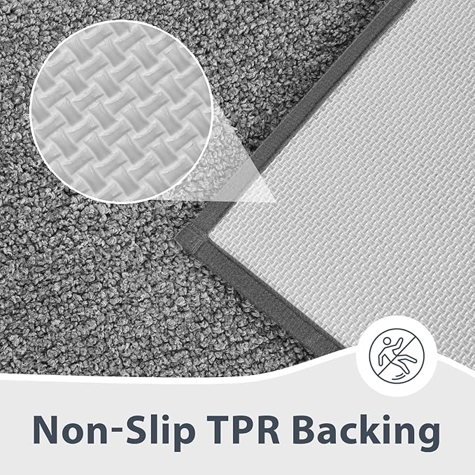 Bathroom Rugs 24" x 60", Non-Slip Extra Soft Absorbent Bath Rugs, Machine Washable Quick Dry Bath Mats for Bathroom Floor, Shower, Bathtub and Sink, Grey & Dark Grey