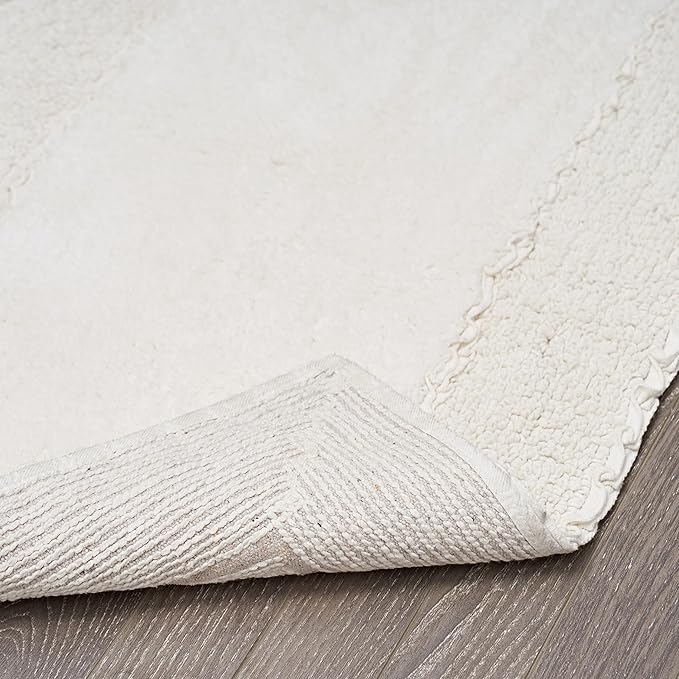Laura Ashley Ruffle Border 100% Cotton Bath Rug, Ivory, 17"x 24"