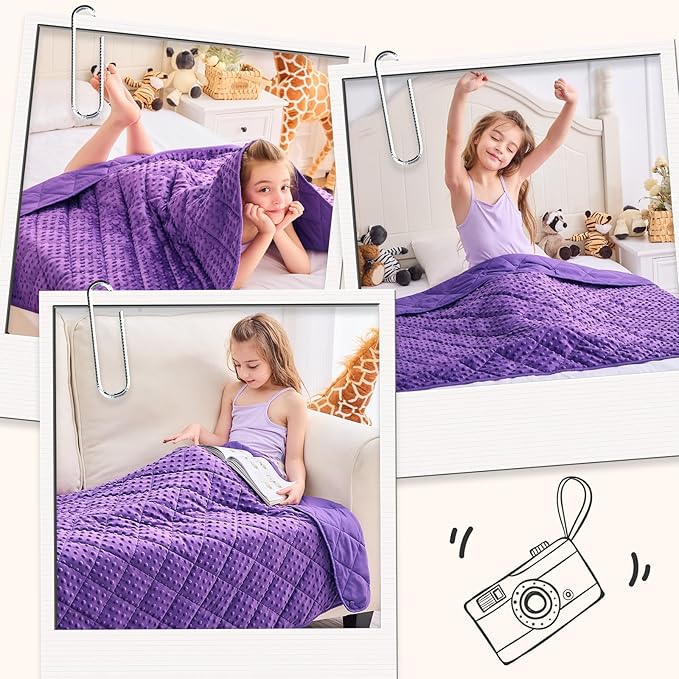 yescool Twin Size Purple Weighted Blanket for Adults 12 Pounds Cooling Weighted Heavy Blanket, Minky Throw Blankets Warm Weighted Comforter, Big Washable Thick Blankets Gift for 100-150lbs, 48 * 72in