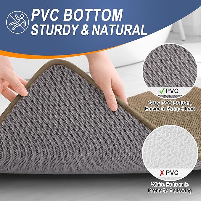 OLANLY Thick Memory Foam Bath Mat Rug 59x24, Extra Soft Absorbent Bathroom Rug, Quick Dry Bath Mats, Non-Slip, Machine Washable Carpet for Bathroom, Tub and Shower, Home Decor Accessories, Tan