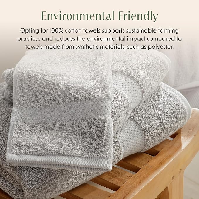 Springtree Home Grey Bath Towels Set of 6 | Classic Hotel Bath Towels | 100% Combed Cotton | Absorbent Quick-Dry Gray Towels for Bathroom | Oeko-TEX® Standard 100 Cotton | Cynewski Collection - Grey